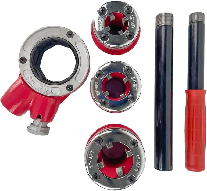 TEXALAN(R) Pipe Threading Tool with Ratchet Handle 3 Stock Dies 1/2", 3/4", 1" (NPT) plumbing