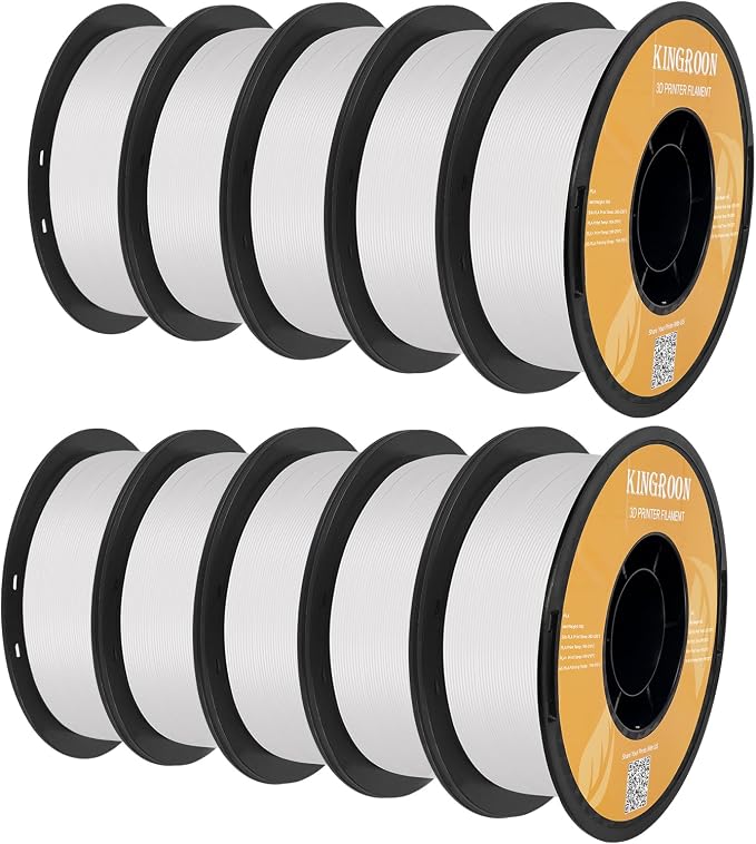 Kingroon High Speed PLA Bundle 3D Printer Filament 1.75mm, 3D Printer Rapid Filament for 30-600mm/s Hyper Printing Filament, Dimensional Accuracy +/- 0.03 mm, 10 kg Plastic Spool (22lbs（White）