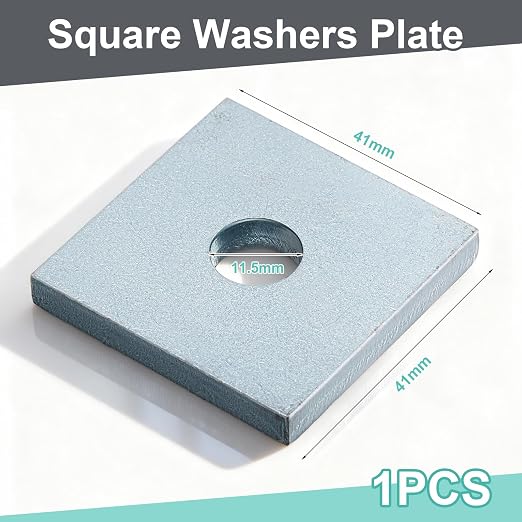 Yaocom 1 Pcs 5/8"(ID) x1/8"x3"x3" Square Washers Heavy Duty Galvanized Steel Gasket Flat Washers Nut Fastener Hardware Flat Pad (41mm)
