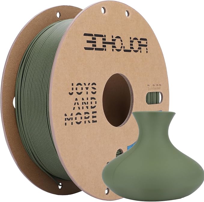 3DHoJor Matte PLA Filament 1.75mm, Upgrade 1kg Cardboard Spool PLA Filament 1.75 PLA 3D Printing Filament, Print with Most 3D Printers 3D Filament-Olive Green