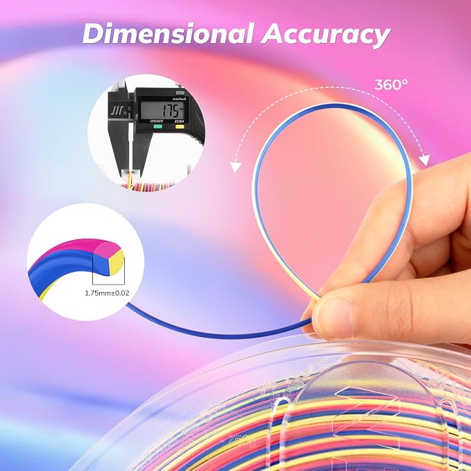AMOLEN Silk PLA 3D Printer Filament, Shiny Multicolor Rainbow PLA Filament 1.75mm, Fast Color Change PLA 3D Printing Filament for Most FDM 3D Printer, 1kg (2.2lbs), Blue Pink Gold
