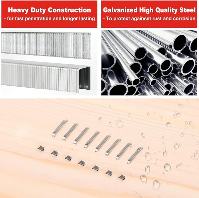 T50 Staples and 18GA Brad Nails for Cordless Staple Gun(Only Nails), 3000-Count Crown Staples(1/2" & 3/8" & 9/16"), 1000-Count 9/16" Brad Nails, Ideal for Upholstery, Furniture and DIY