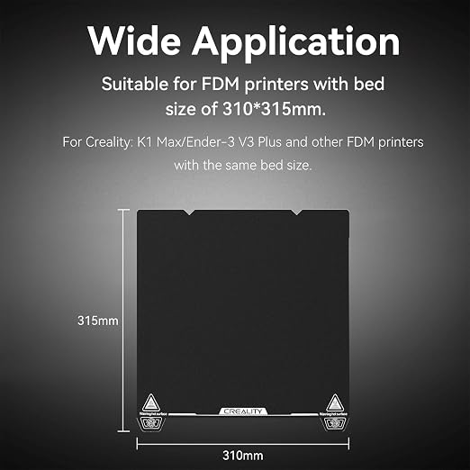 Official Creality K1 Max Build Plate 315x310mm Double Sided Epoxy Resin Coating Spring Steel Magnetic K1 Max Bed Plate 3D Printer Build Plate for K1 Max & Ender 3 V3 Plus (No Magnetic Sheet)