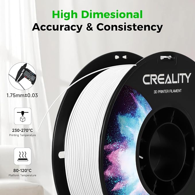 Creality Black & White PETG 1.75mm Filament 2KG, 3D Printer Filament Bundle, Excellent Toughness High Precision, Odorless Non-Toxic Moistureproof, Glossy, Accuracy +/- 0.02mm