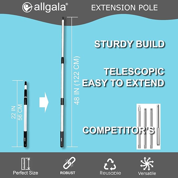 Allgala 18 Inch Painting Roller Kit Pro Grade 10 PC Set Paint Tray and Liner, Rollers and Frame, 4 FT Extension Pole