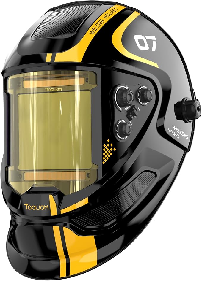 TOOLIOM Large Viewing 3.94"x3.66" Welding Helmet True Color Auto Darkening Welding Mask Solar Powered Shade 3.5/5-9/9-13 Welder Helmet for TIG MIG Stick Cut Grind