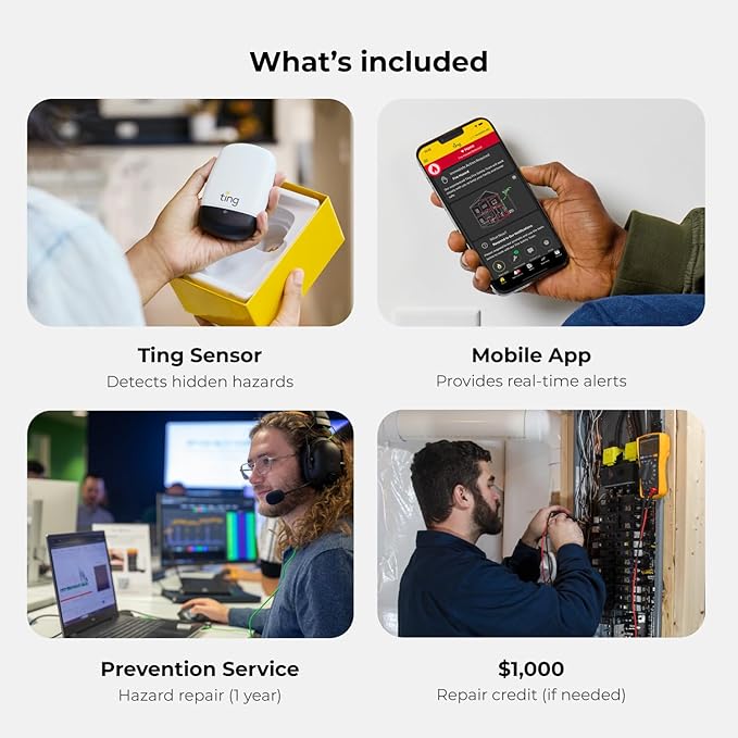 Ting Fire Electrical Fire Prevention Sensor & Service - Residential Use Only - 12 Months of Required Service Included - Home Fire Safety