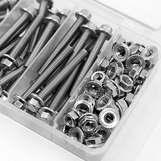 112PCS M6 Stainless Steel 304 Flanged Hex Head Bolts and Nuts kit 10mm 20mm 30mm 40mm 50mm