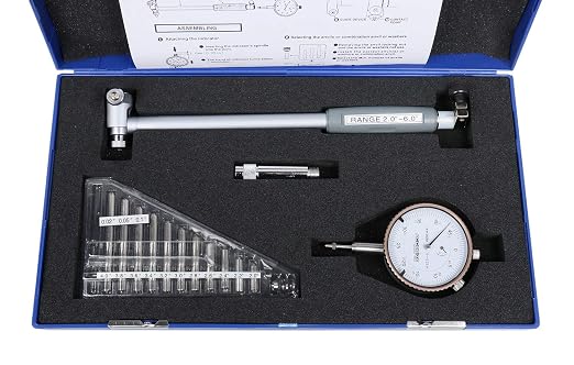 Accusize Industrial Tools 2-6'' by 0.0005'' Dial Bore Gage, Stem Length 6'', Ee20-5006 | 6" Stem Length, Self-Centering, Chrome-Plated Handle, Insulated Grip