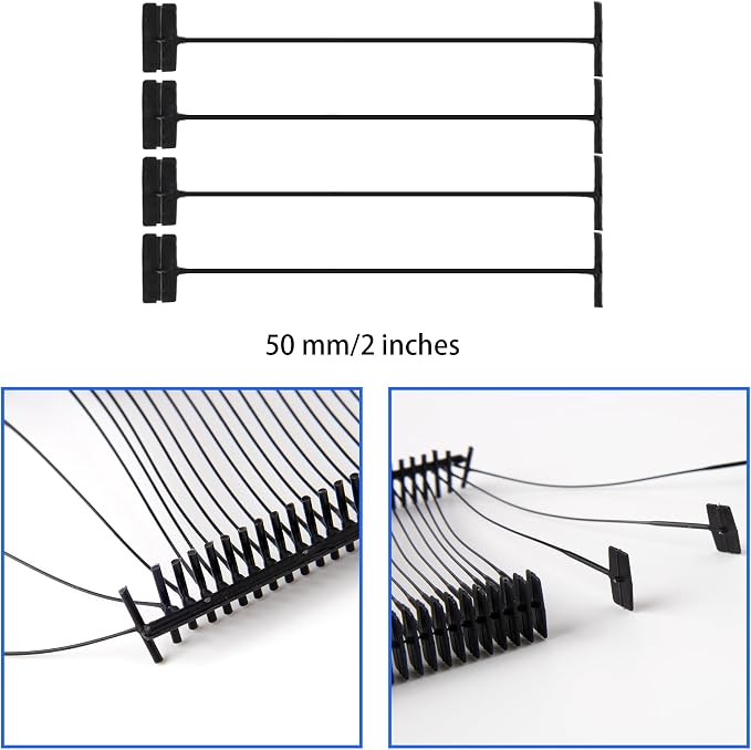 Perco 20,000 Pieces 50mm [2 Inches] Regular Black Plastic Tag Barbs T Mould Attachments - Fits Well with Standard Tagging Gun Suitable for Clothing Price Tags and Labels that Works Great