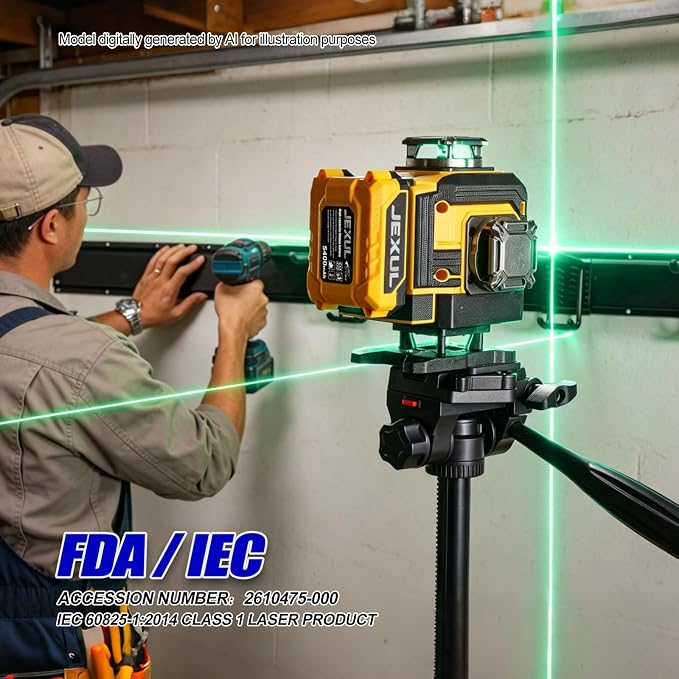 Auto-Tracking 4D 16 Line Laser Level Motorized 360° | Base with 2-in-1 Smart Remote Receiver, Self-Leveling Kit with 59" Tripod for Home Tiling, Ceiling & Auto Repair (<1mW)
