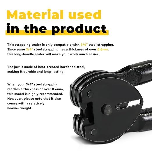 Strapping Sealer/Crimper for 3/4" Steel Strapping Band Manual Banding Tool with 19" Extended Handle