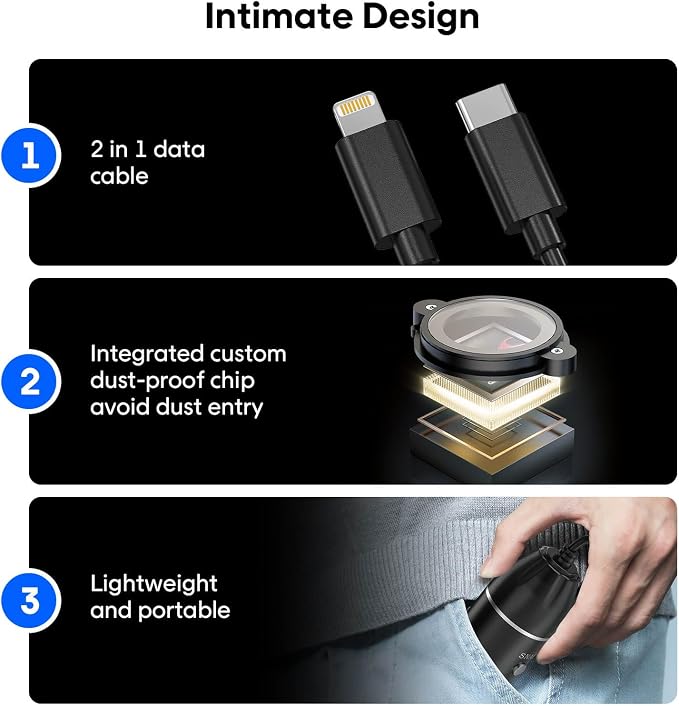 USB Digital Microscope, 50x-1600x Magnification Handheld, 1920P HD 8 LED Lights, Portable Pocket Microscope, Compatible with iOS and Android Devices, +2MP Magnifier Camera, No PC Support