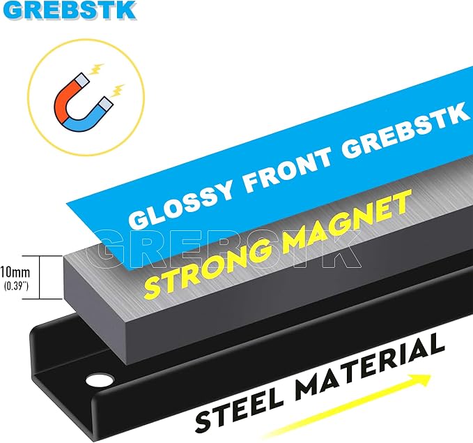 GREBSTK 24 IN Magnetic Tool Holder Strip Heavy Duty Magnetic Tool Bar Metal Tool Organizer Rack with Mounting Screws, 4PCS