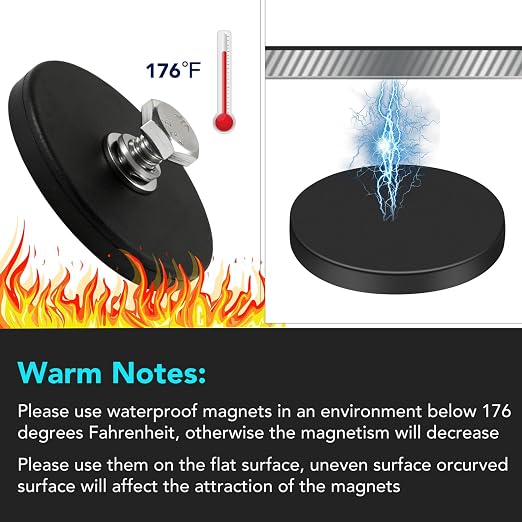 DIYMAG 1/4 inch Rubber Coated Anti-Scratch Mounting Magnet for Camera, Adhesive Power 30LBS 6Pcks Magnets Based with Strong Magnetic License Plate Hold The Base for Light Bar and Mirror