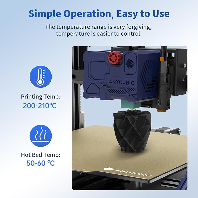 ANYCUBIC PLA Filament 1.75mm Bundle, 3D Printing PLA Filament 1.75mm Dimensional Accuracy +/- 0.02mm, 1KG Reusable Spool (2.2 lbs), 4KG Black