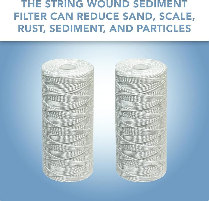 CFS – Polypropylene String Wound Water Filter Cartridges Compatible with Culligan Sediment Filter, Heavy Duty Well Water Filter Models – Whole House Replacement Filter Cartridge – 5 Micron (4 Pack)