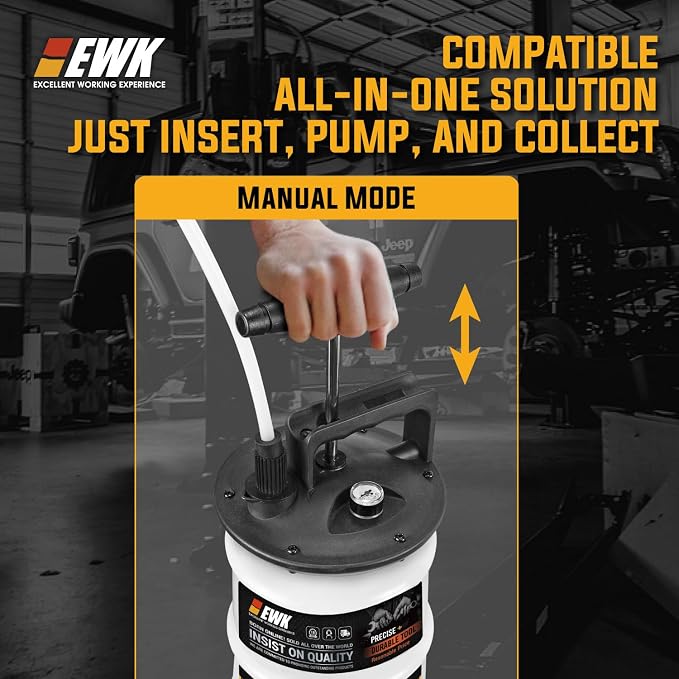 EWK 8L Heavy Duty Manual Oil Extractor Change Pump, Fluid Extractor with Reinforced Tank, Oil Change Pump for Auto Car, Boat, Motorcycle