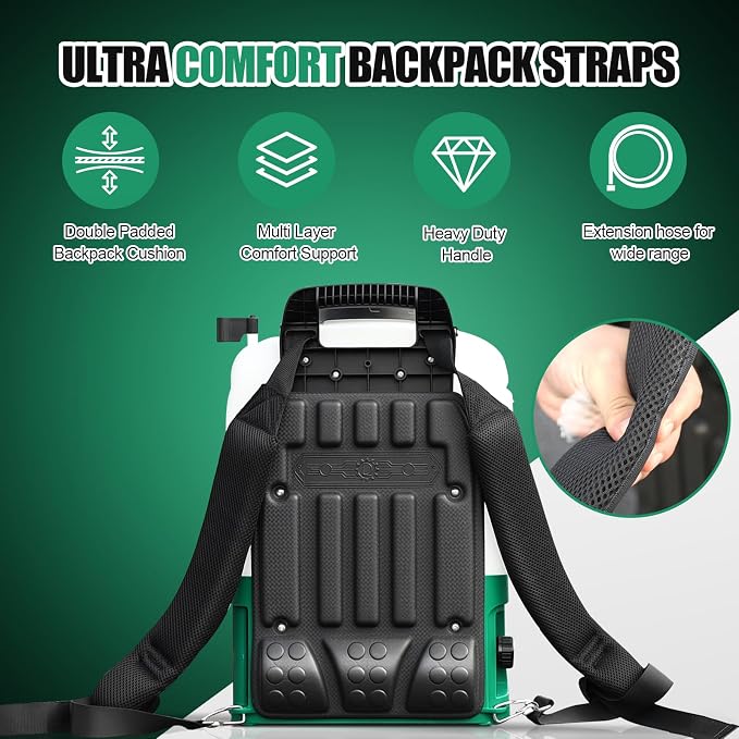 Battery Powered Backpack Sprayer 4 Gallon– No Leak ＆ Padded Straps Electric Weed Sprayers in Lawn and Garden, 100PSI Power Sprayer with 41'' Telescopic Wand and 5 Nozzles, Translucent White