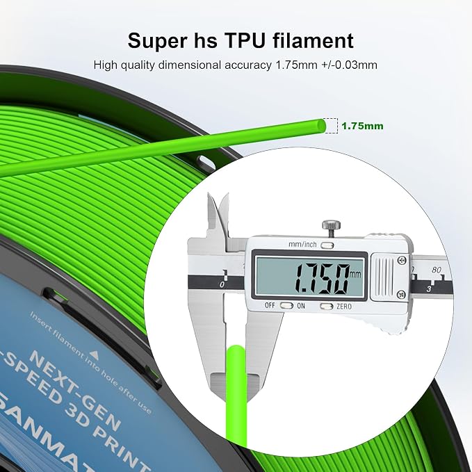 iSANMATE HS TPU Filament 1.75mm, Green TPU 95A HF High Speed, 1kg | Flexible Tough Wear-Resistant Elastic; HF TPU 50-200mm/s; Compatible with Bambu Lab and Most FDM 3D Printer; for TPU Beginner