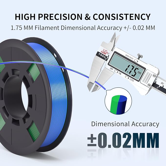 RAMBERY Silk Dual Color PLA Filament 1.75mm, Multi-Color, 4 Spools | +/- 0.02mm Tolerance, 200g per Spool, Red/Blue, Gold/Red, Blue/Green, Gold/Green