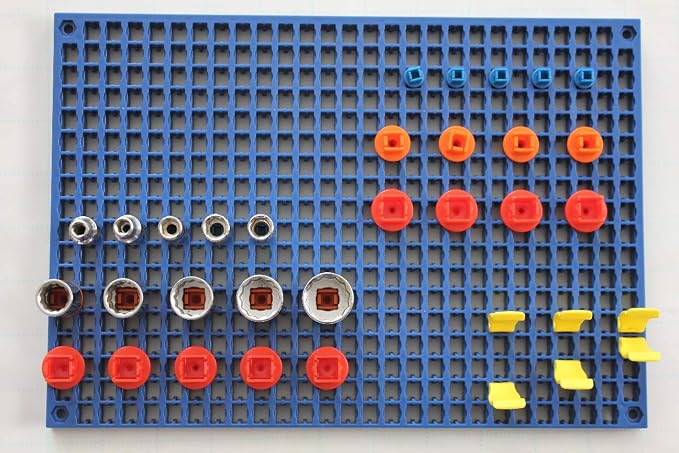 Organizer Genie 76 Piece Pegboard Tool Organizer Starter Kit, Flexible and Specially Designed to Hold All Tools - 4 Yellow Pegboards, 36 Socket Holders, 36 Universal Clips