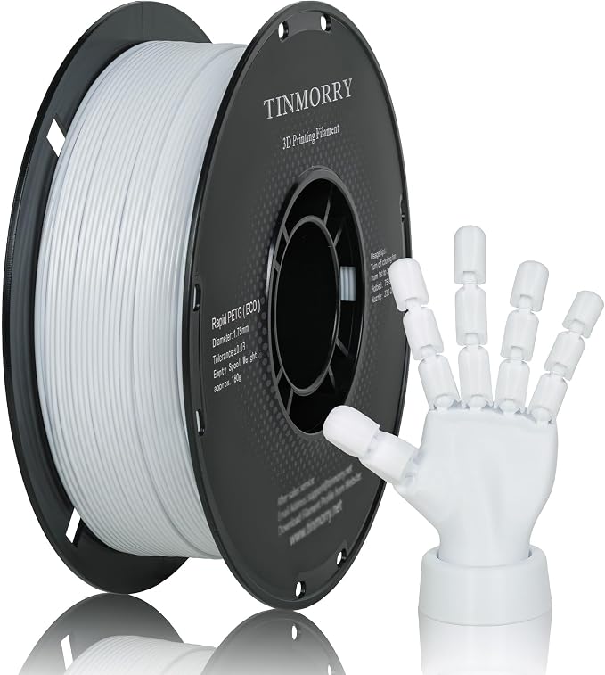 TINMORRY PETG Filament 1.75, Rapid PETG-Eco 3D Printer Filament, Compatible with Most FDM 3D Printers, 1 KG 1 Spool, Cold White