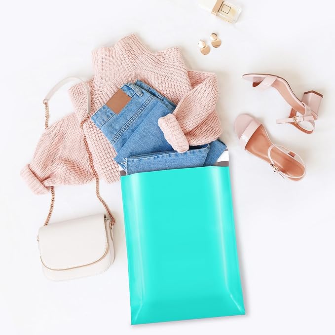 Fuxury Large Poly Mailers 14.5x19" 100Pcs,Shipping Bags for Clothing,Teal | Heavy Duty Self Seal Mailing Envelopes,Strong Adhesive Packaging Mailers Poly Bag For Large Clothes Business,Boutique&Online