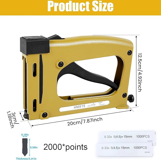Picture Frame Stapler with 2000 Refill Points, Point Drivers for Picture Framing Hand Frame Stapler Picture Framing Supplies for Artist Framing Paintings and Pictures