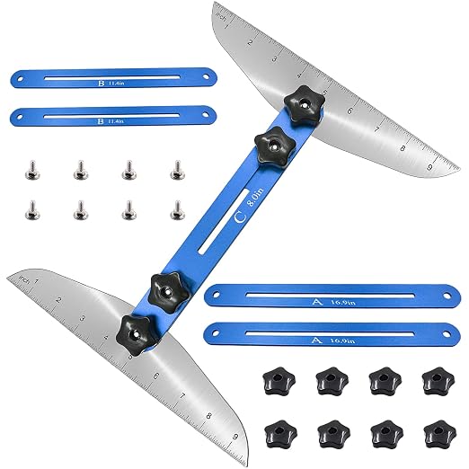 Stair Treads Gauge Template Tool - Staircases Jig, Measuring Set, Shelf Scribe Tools for Stairs, Risers, Shelf and Cutting Drywall Wizard, 11.4In to 60.7In