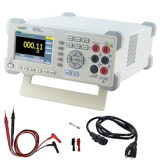 OWON Digital Multimeter AC DC Current Voltage 3.7in Screen True RMS 55000 Counts，DC Voltage Accuracy up to 0.025%，2 Line Display Desktop Type XDM2041