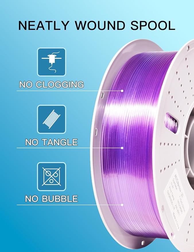 PINBALL PETG Rainbow 3D Printer Filament 1.75mm, Multicolor Translucent PETG Filament, Accuracy +/- 0.02 mm, 1kg Spool (2.2lbs)