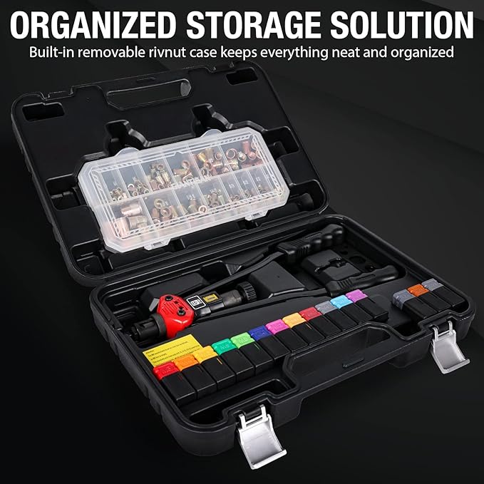 Rivet Nut Tool, GIANTISAN 16-inch Rivnut Tool Kit with 15 SAE & Metric Mandrels, 406pcs Rivnut Assortment Kit and Carrying Case, Designed for Labour Saving, Ideal for Automotive, Home and DIY Projects