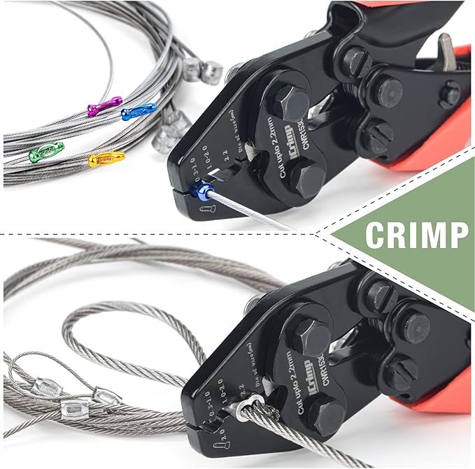 iCrimp CWR1530 Bicycle Cable and Housing Crimper with Built-in Cutter for Bike Brake and Shifting Cables, Aluminum Sleeves