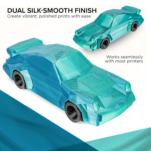 Polymaker Panchroma Dual Silk PLA Filament 1.75mm, 1kg, Caribbean Sea | Neatly Wound, High-Gloss Finish PLA(Blue-Green), Easy Print & Smooth Feeding, Compatible with Bambu Lab & Most 3D Printers
