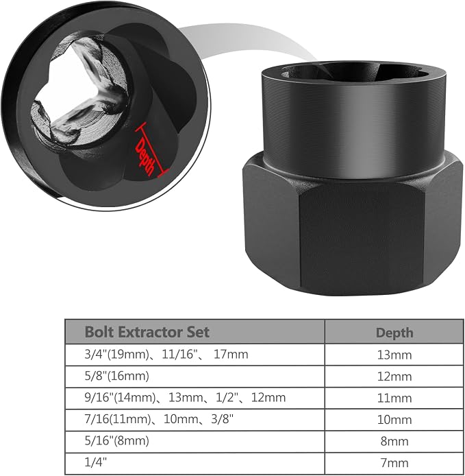 Eapele 13pcs Bolt Extractor Set, Stripped Nut Remover Twist Sockets, Fit 3/8" Square Drive with Solid Storage Case, Stripped Bolt Extractor (13pcs, Black)