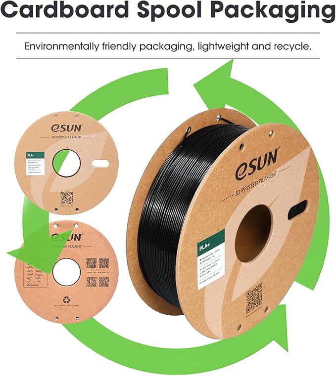 eSUN PLA+ Filament 1.75mm, 3D Printer Filament PLA Plus, Dimensional Accuracy +/- 0.03mm, 1KG Spool (2.2 LBS) 3D Printing Filament for 3D Printers, Black