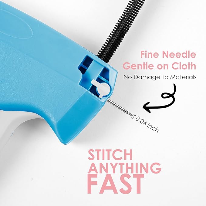 Stitch Gun for Clothes - Handheld Stitch Gun Quick Clothing Fixer - Tagging Gun - Includes 6 Needle, 1000 Black Fasteners & 1000 White Fasteners