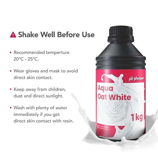 Phrozen Aqua Resin for 3D Printing, 405nm UV-Curing Photopolymer, Low Shrinkage, High Precision, Low Odor, Vivid Color, Non-Brittle, Fast Curing for LCD/DLP/SLA Printers (Oat White, 1KG)