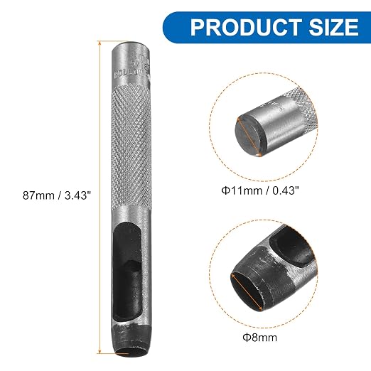 HARFINGTON 2pcs Leather Round Hole Punch, 8mm Hollow Hole Puncher Cutter Carbon Steel Circle Hole Punching Cutting Tool for Belt/DIY Leather Craft