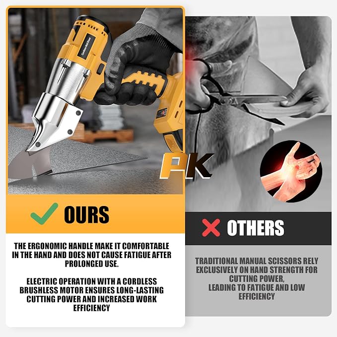 Cordless Sheet Metal Cutter Brushless Compatible with Dewalt 20v Max Battery(Tool Only), Metal Shears 360 Degree Pivoting Head for Cutting Stainless Sheet, Metal, Iron, 221 Ft-Lbs