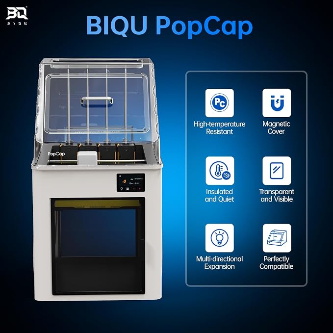 BIQU PopCap Transparent Top Cover for Snapmaker U1, High-Temp-Resistant PC Enclosure with Noise Reduction, Dustproof and Insulated, Magnetic Hatch and Storage Tool