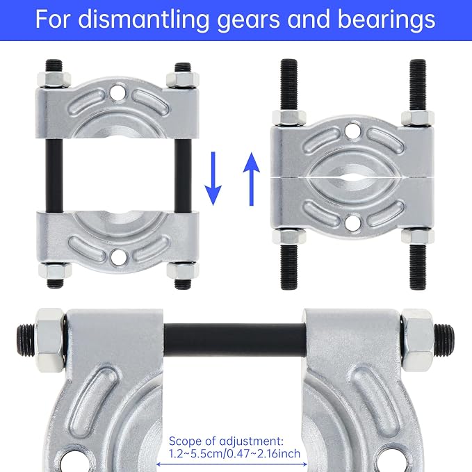ChgImposs 1/8–2 Inch Bearing Splitter & 5 Inch Gear Pulley Puller Set, Heavy Duty 40Cr Steel Separator Tool for Wheel Hub, Pinion, Crankshaft, Automotive & ATV Repairs
