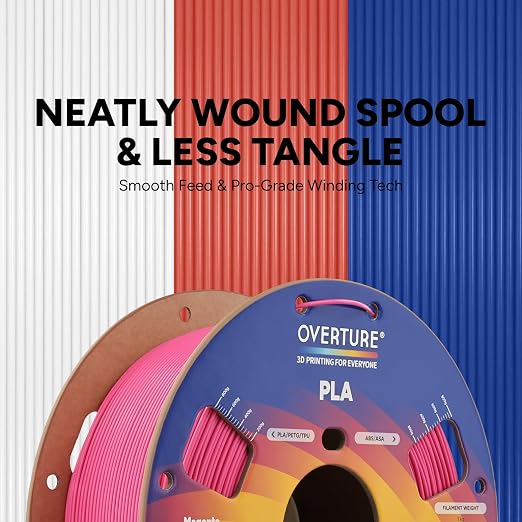 OVERTURE High Speed PLA Filament 1.75mm, Neatly Wound 3D Printer Filament 1kg Spool (2.2lbs) Rapid PLA, Dimensional Accuracy +/- 0.02 mm, Fit Most FDM 3D Printers (Magenta)