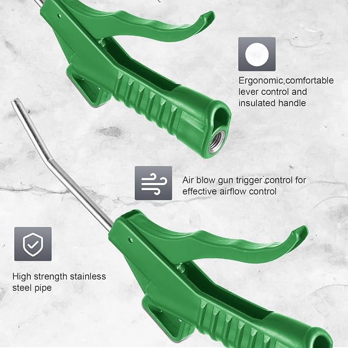 Honoson 16 Pcs Air Nozzle Blower Gun Pistol Grip Air Blow Tool Compressor Accessories for Industrial Household Mechanics (Green)
