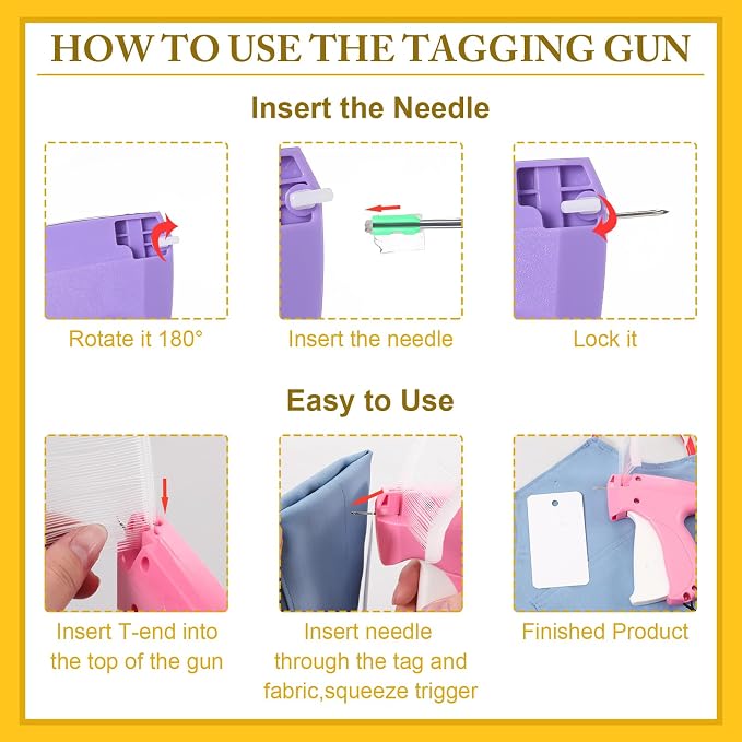 Kigeli 6 Pack Tagging Guns for Clothing with 3000 Barbs 15 Needles Stitch Gun Quick Clothes Fixer Retail Price Tag Attacher Clothing Label Gun for Boutique Store Warehouse Garage(Orange, Green,Pink)