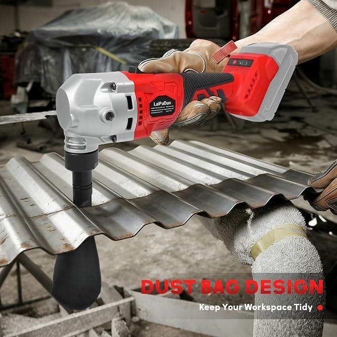 Cordless Metal Nibbler for Milwaukee 18V Battery, Brushless Nibbler Metal Cutter with 3 Speed, Electric Nibbler Steel Cutter for Stainless Steel, Aluminium, 30000RPM, Dusty Bags, 2 Blades(No battery)
