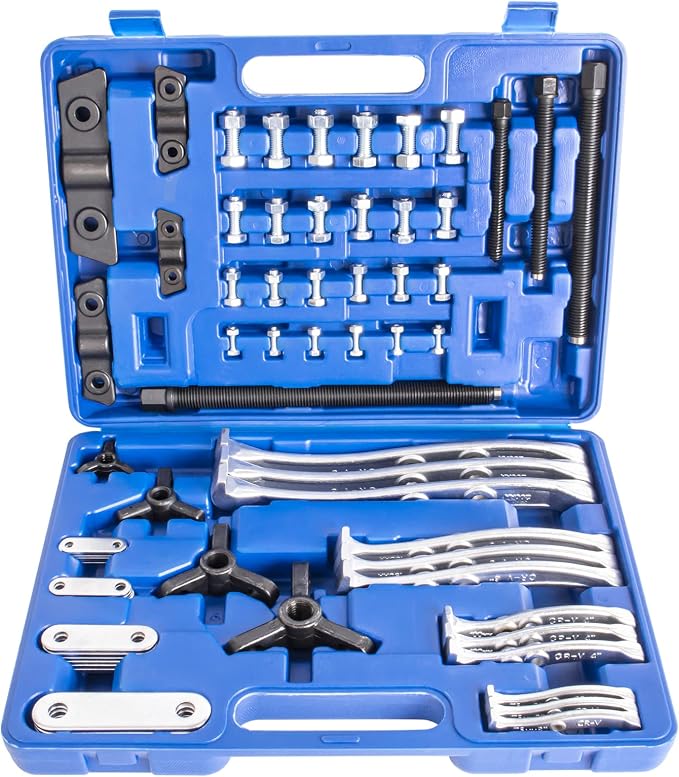 4-Piece Gear Puller Set, Heavy Duty 2 and 3 Legged Hub Pulley Puller Bearing Separator Kit (3" 4" 6" 8") for Removing Flywheels, Sprockets, Ball Races and Gears - Pro Mechanical Removal Tools
