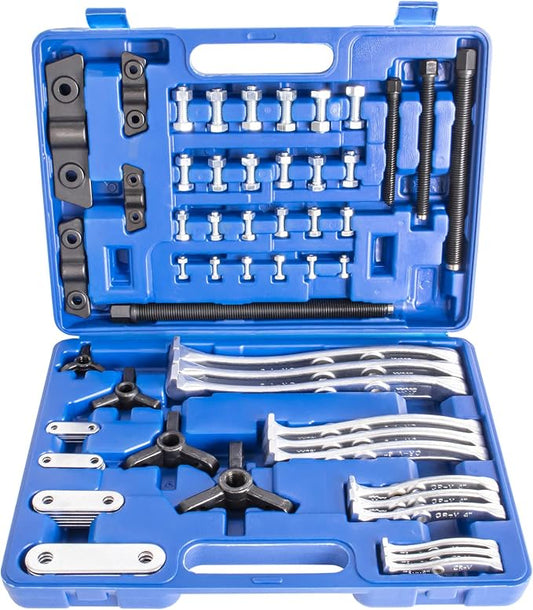 4-Piece Gear Puller Set, Heavy Duty 2 and 3 Legged Hub Pulley Puller Bearing Separator Kit (3" 4" 6" 8") for Removing Flywheels, Sprockets, Ball Races and Gears - Pro Mechanical Removal Tools