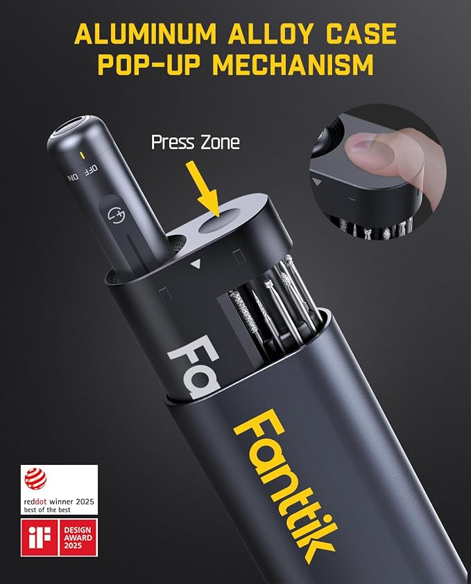 Fanttik F2 Master Mini Cordless Rotary Tool Kit, NeoPulse Motor, 5 Speed, 25000 RPM, Revostor Hub, 35 Accessories, Engraving Pen, for 3D Printer Sanding, Polishing, Drilling, Carving, DIY Crafts